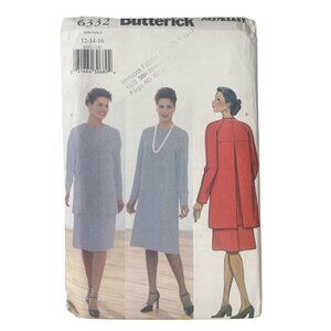 90s Butterick 6332 Sewing Pattern Size 12-14-16 Misses Petite Jacket Dress UNCUT